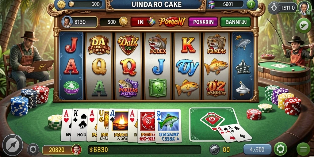 Gambaran layar gameplay dengan pengaturan karakter dan menu item.